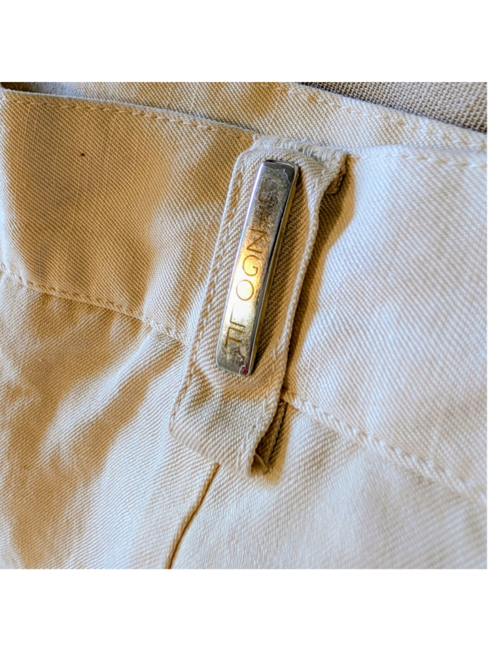 Liz Claiborne LizGolf Silk Linen Pants Beige Straight Leg Minimal Quiet Luxury - Picture 9 of 12